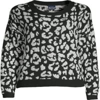 Scoop Leopard Intarsia Crewneck džemper za žene