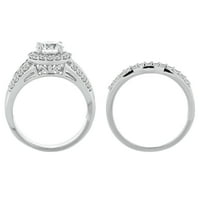 Brilliance Sterling Silver simulirani bijeli dijamant sa kreiranim safirnim akcentnim vjenčanim prstenom