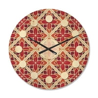 Designart 'Floral Retro Pattern VI' Moderni drveni zidni sat sredinom vijeka