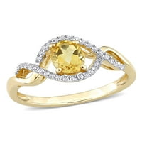 Karat T. G. W. citrin i karat T. W. dijamant 10kt žuto zlato Halo beskonačni prsten