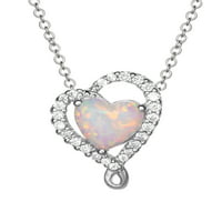 Brilliance Fine nakit srebra kubni cirkonij i stvorio Opal srce privjesak 18 lanac