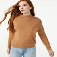 Besplatan sklop ženski kutijasti džemper sa dugim rukavima