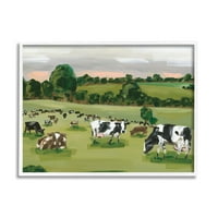 Stupell Industries Cow Grasslands Cattle Countryside Sunset Plains, 11, dizajn Hollihocks Art