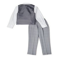 Wonder Nation komplet odijela za dječake sa prslukom, košuljom, kravatom i pantalonama, 4-dijelni komplet