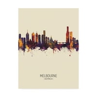 Zaštitni znak likovne umjetnosti 'Melbourne Australia Skyline Portrait III' platnena Umjetnost Michaela Tompsetta