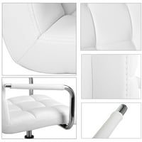 SmileMart moderna Podesiva okretna kancelarijska stolica od Fau kože sa točkovima, Bijela