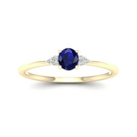 Imperial Gemstone 10k žuti zlatni ovalni rez plavi safir 1 20ct TW Diamond Ženski prsten