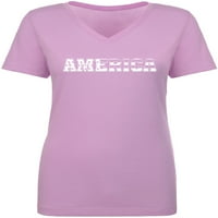 Amerika ženska majica V-izrez