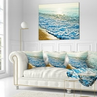 Designart svijetlo plava mirna obala mora - jastuk za bacanje fotografija na plaži-16x16