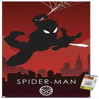 Marvel Heroic Silhouette - Zidni poster Spider-Man s pushpinsom, 22.375 34