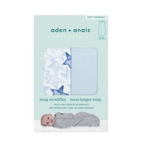 aden + Anais essentials lako povijanje pripijeno 2pk, novorođenče, svjetlucave zvijezde plavo