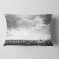 Designart uljana repica vrt u crno-bijeloj boji - pejzažni štampani jastuk za bacanje - 12x20