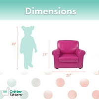 Critter Sitters 21-In. Pink Fau Leather Dječija Mini stolica-namještaj za rasadnik, spavaću sobu, igraonicu