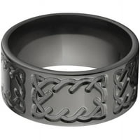 Ravni Crni cirkonijumski prsten sa mljevenim Keltskim dizajnom