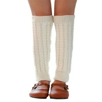 Gureui ženska jesen zimska noga, casual čvrsta boja žakard pletena čarapa za nogu za odrasle, crna kafa sivo