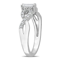 Miabella ženski karat T. G. W. smaragdni rez kreiran bijeli safir i karat T. W. okrugli brušeni dijamant Sterling Silver Infinity Promise prsten