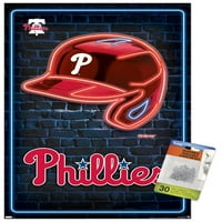 Philadelphia Phillies - Zidni poster neonske kacige sa push igle, 14.725 22.375