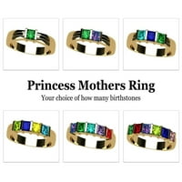 Nana princeza Channel Set za odrasle ženski majčinski prsten 1-kamen, Majčin dan 10k žuti kamen veličine