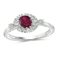 JewelersClub Ruby Prsten Birthstone Nakit-2. Karatni Rubin srebrni prsten nakit sa bijelim dijamantskim naglaskom-prstenovi