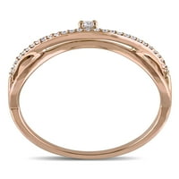 Miabella Carat T. W. Diamond 14k Rose Gold Crossover Promise Ring