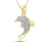 Dijamantska ogrlica za ribu Halloween Jewelry-Accent White Diamond Halloween lančić-14k pozlaćeni srebrni