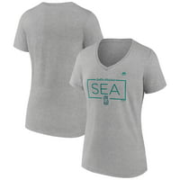 Ženska fanatika brendirana Heather Siva Seattle Mariners Top Billing V-izrez majica