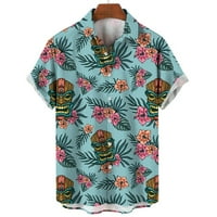 Muška košulja Mask Havajska majica za muškarce Srednja odjeća Harajuku Muška odjeća Etnic Lapl dugme Majica Modna slobodno vrijeme TOP BluZA