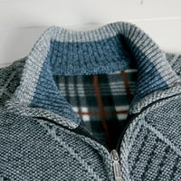 Clearce Muške pune zip kardigan džemper postolje CALLAR Ležerne tanko fit pamučna rebrasta kabel pletena jakna s toplom pletenom jaknom