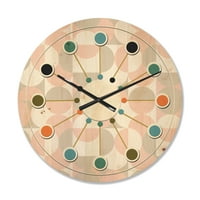Designart 'kružni Retro uzorak III' Moderni drveni zidni sat sredinom vijeka