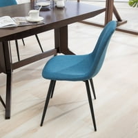 Roundhill Lassan moderne savremene stolice za ručavanje od plave tkanine, Set od 4 komada