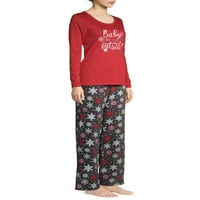 Sleep & Co ženski 2-dijelni Set dugih rukava i plišanih pantalona za spavanje