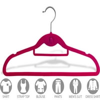 Roze baršunasta kaskadna vješalica s tankim linijama sa zarezima i šipkom za kravatu, vješalice za odijelo