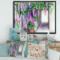 Designart 'Purple Wisteria Blossom' Tradicionalni Uramljeni Platneni Zidni Umjetnički Print