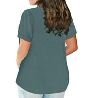 Tking Fashion Wemens Tops Majica s kratkim rukavima Okrugli izrez Plus veličina Majica Solid Boja Ležerne