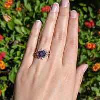 Rose Pozlaćen Mystic Topaz Simulant Sintetički Dijamant Cvjetni Dizajn Granica Okrugli Zaručnički Prsten