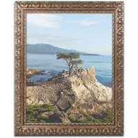 Zaštitni znak likovne umjetnosti' Lone Cypress Tree ' platnena Umjetnost Ariane Moshayedi, Zlatni ukrašeni