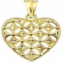 Zlatni 10kt zlatni dijamantski rezani privjesak za srce