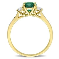 Miabella ženski 1-CT stvorio smaragd, safir i dijamant 10kt zaručnički prsten od žutog zlata