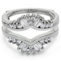 Kubni Cirkonij Montiran U Sterling Silver Fancy Style Ševronski Prsten
