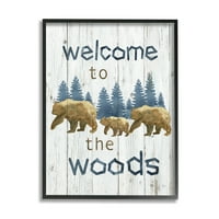 Stupell Industries Rustic Welcome To Woods Bears Trees Silhouette 14, Design by Nan