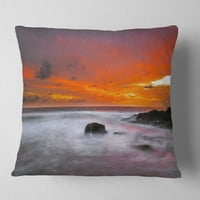 Designart živopisno šarena tropska plaža na zalasku sunca - jastuk za bacanje morskog pejzaža-18x18