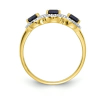 Primal Gold Karat žuti zlatni safir i dijamant 3-kameni prsten