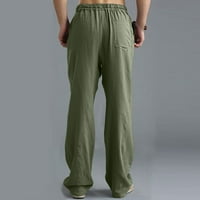 Muškarci Čvrsti povremeni elastični pojas Pocket pamučne patlne panele pantalone zelene b14