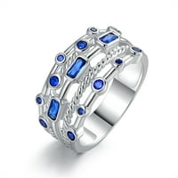 Peermont 18k bijeli Zlatni sloj plavi safirni prsten