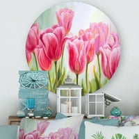 Designart 'Blossoming Red and Pink Tulips Flowers' tradicionalni krug metalni zid Art - disk od 11