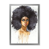 Designart 'portret Afro američke žene X' moderni uokvireni umjetnički Print