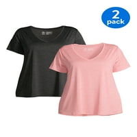Athletic Works ženske Plus Size aktivne majice sa V izrezom, 2 pakovanja