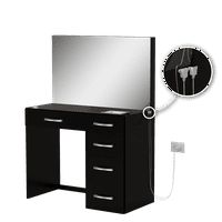 Ember Interiors Nadia moderna Crna obojena toaletna tabla, USB Port za spavaću sobu
