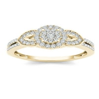 3 8ct TDW dijamantski 10k prsten od žutog zlata u klasteru Halo