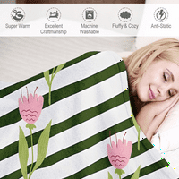 Šareno cvijeće Striped pokrivač s poklopcem jastuka za kauč za kauč kauč Fuzzy Cosy MicroFuber klima uređaj